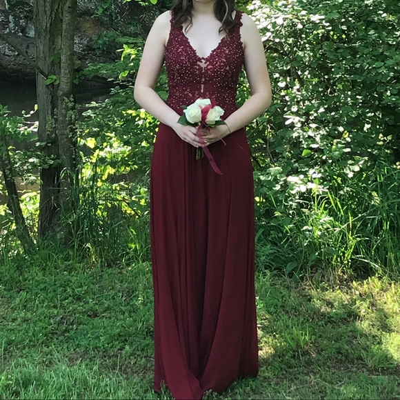 Burgundy Prom Dress - Picture 2 of 5